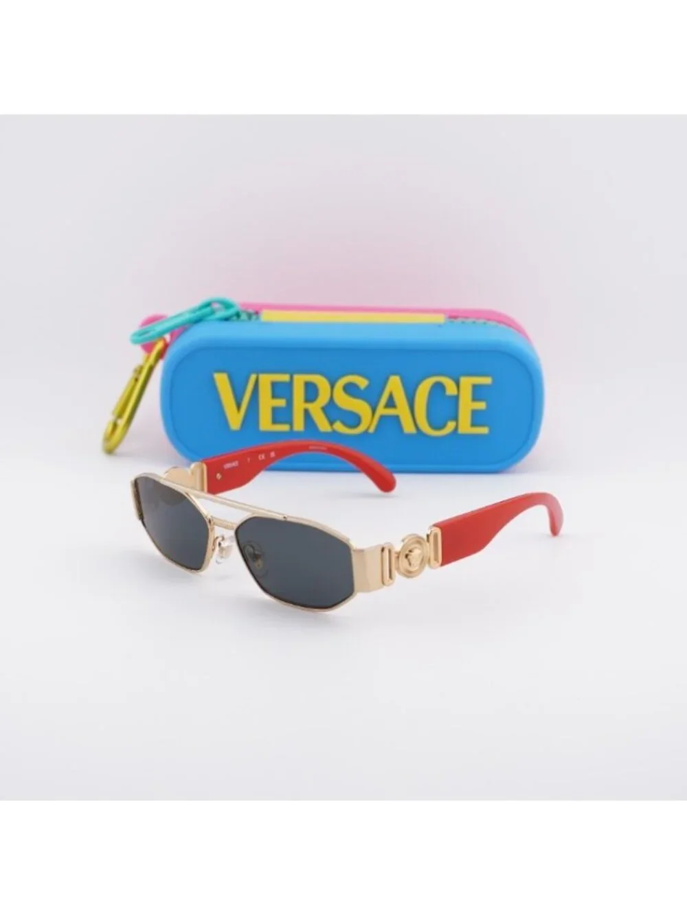 Versace Kids VK2003 151287 Sunglasses Gold Rectangle Frame, Dark Grey Lenses